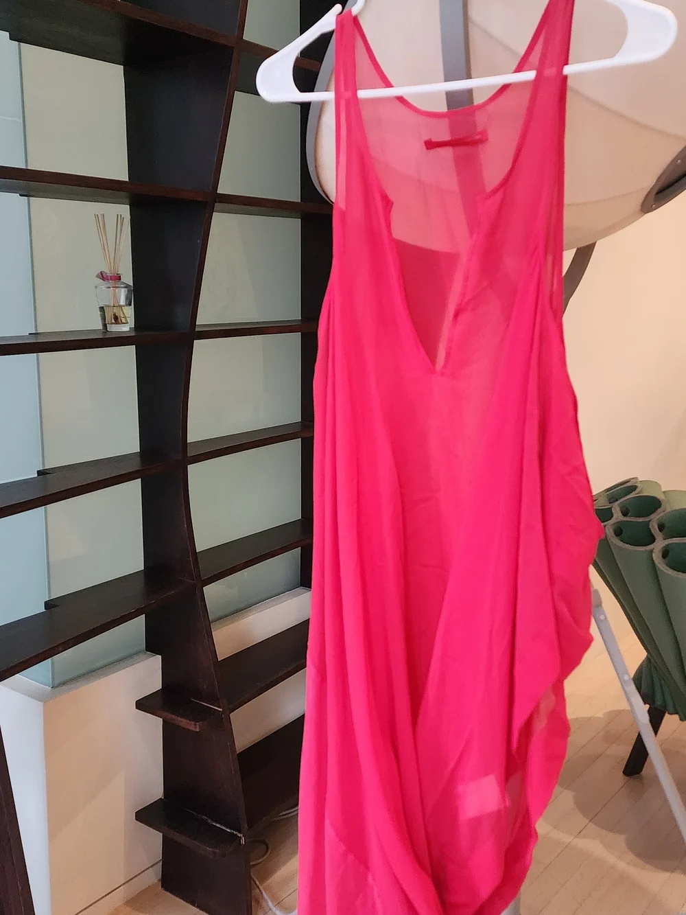 Y's by Yohji Yamamoto Red Sheer Asymmetric Swim Coverup Size S/M - Picture 3 of 11